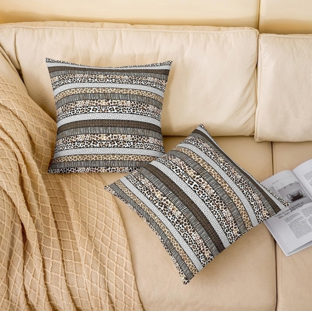 Leopard Print Throw Pillow Covers Set of 2 – 20x20 Animal Print Cushion Cover